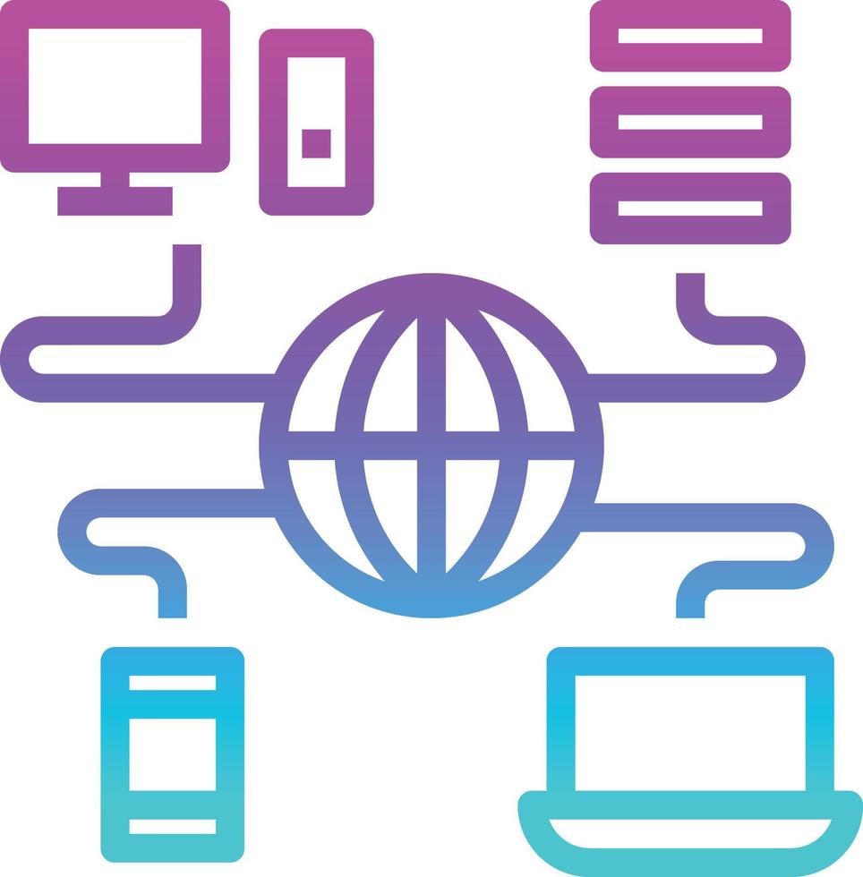 networking globe computer smartphone communication - gradient icon vector