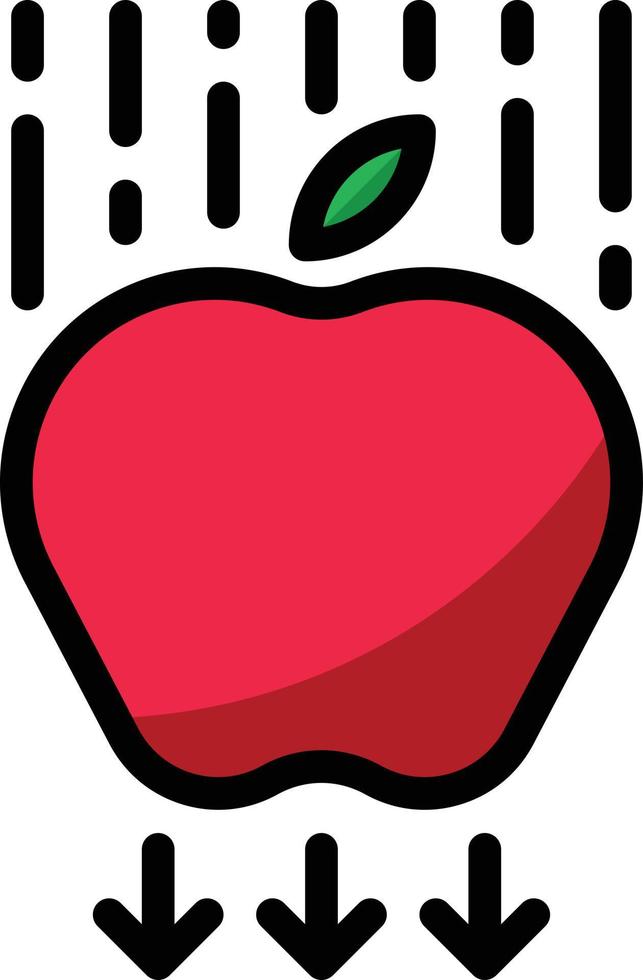 física manzana cayendo fuerza de gravedad - icono de contorno lleno vector