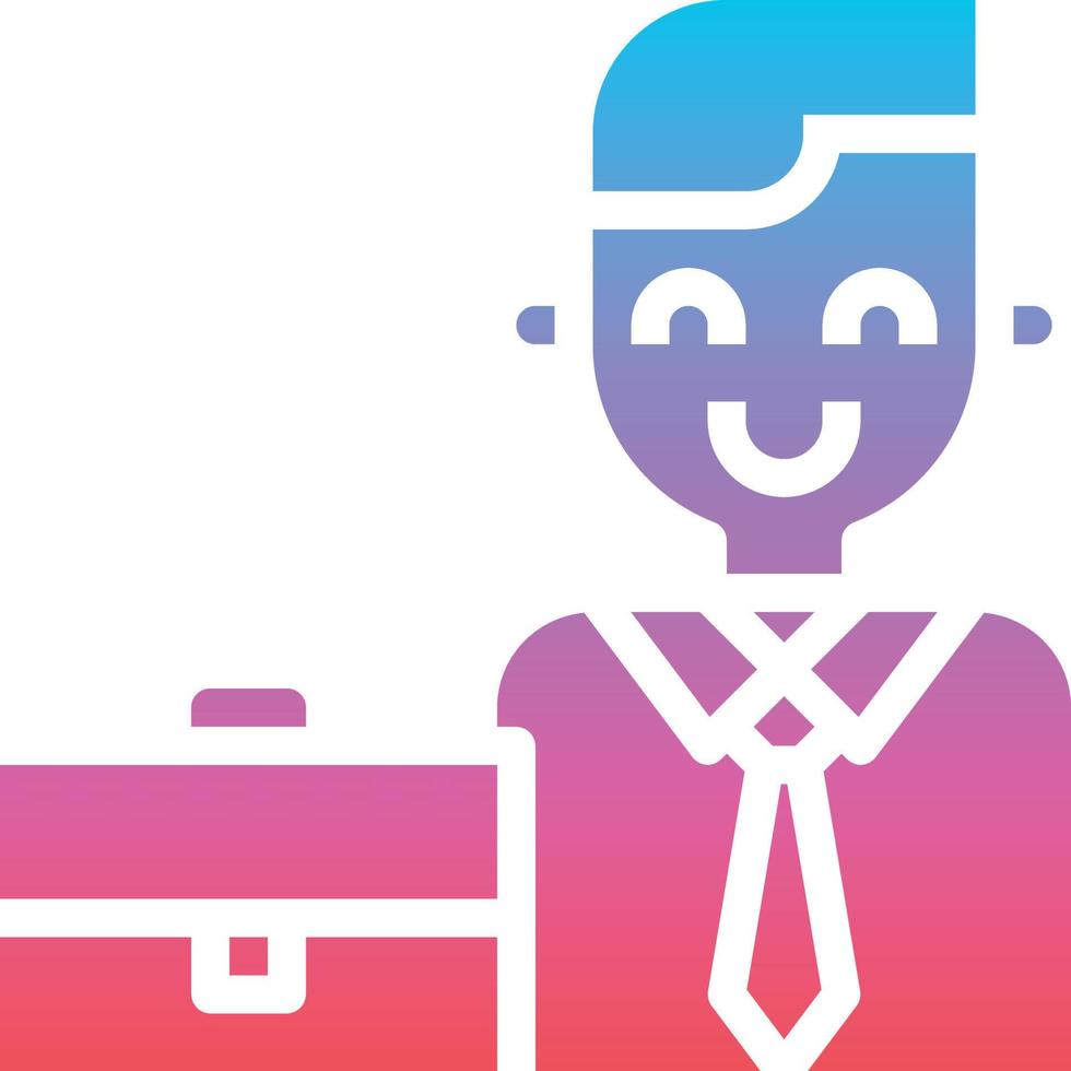 businessman working employee employer bag smile - solid gradient icon vector