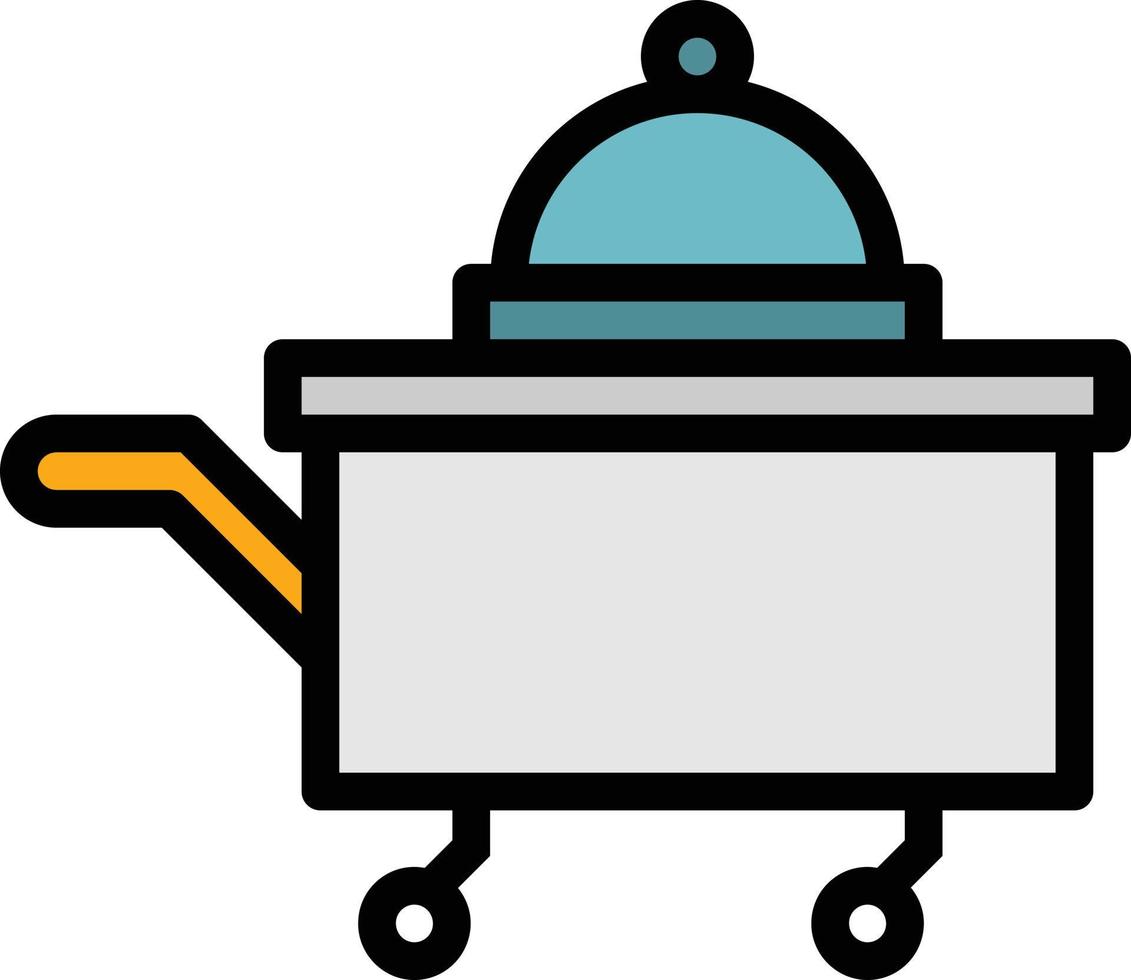 roomservice food hotel cart - filled outline icon vector
