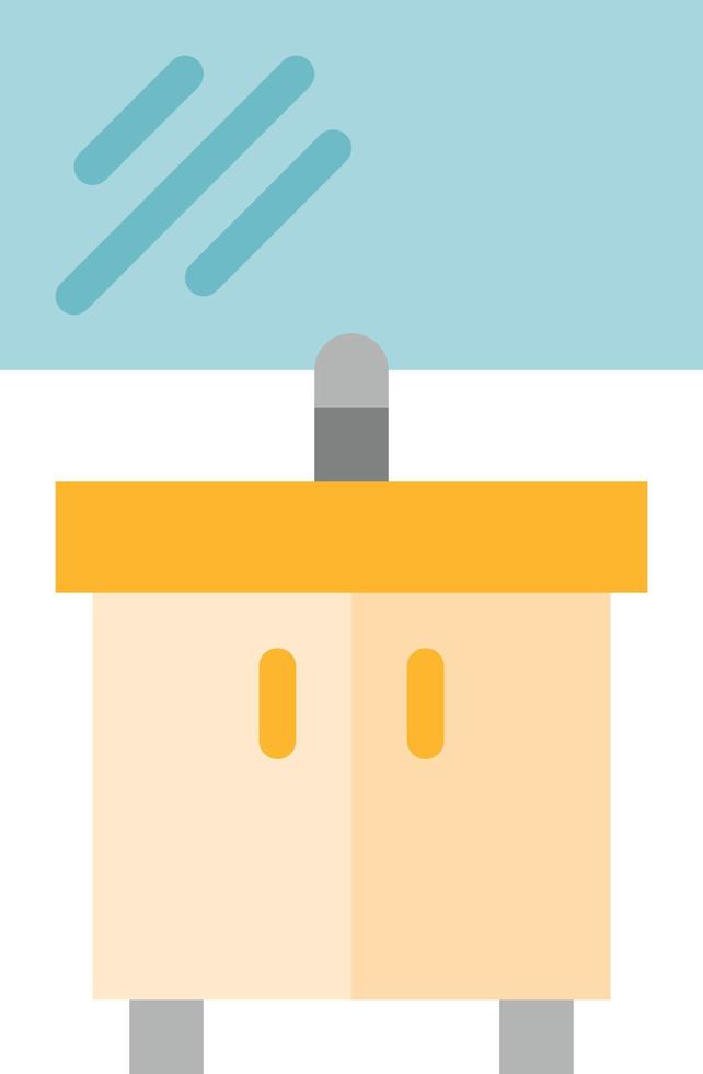 sink with mirror sink bathroom restroom furniture - flat icon vector