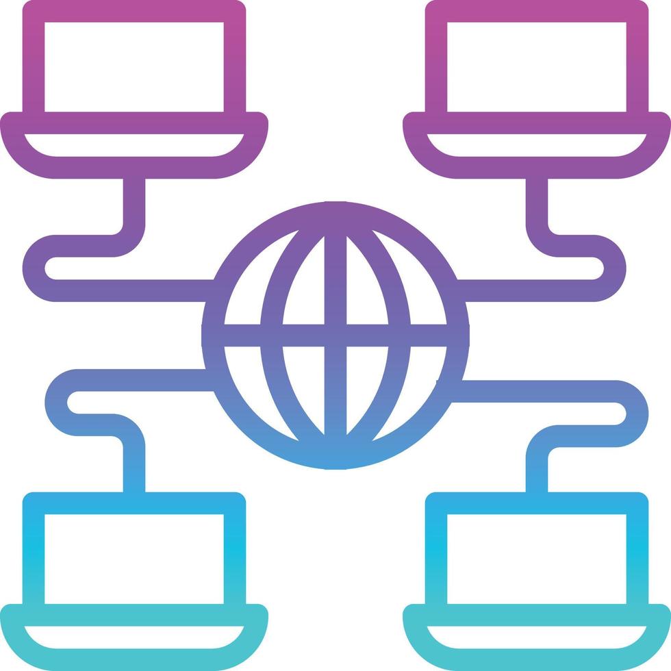 worldwide globe notebook computer communication - gradient icon vector