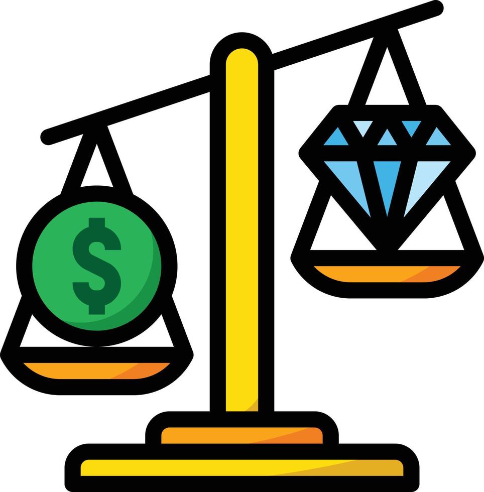 economics coin diamond economy scale weight - filled outline icon vector