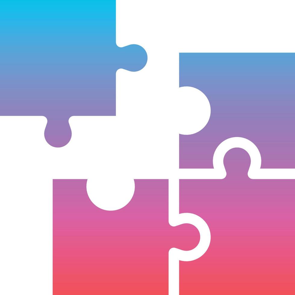 jigsaw puzzle game kids - gradient solid icon vector