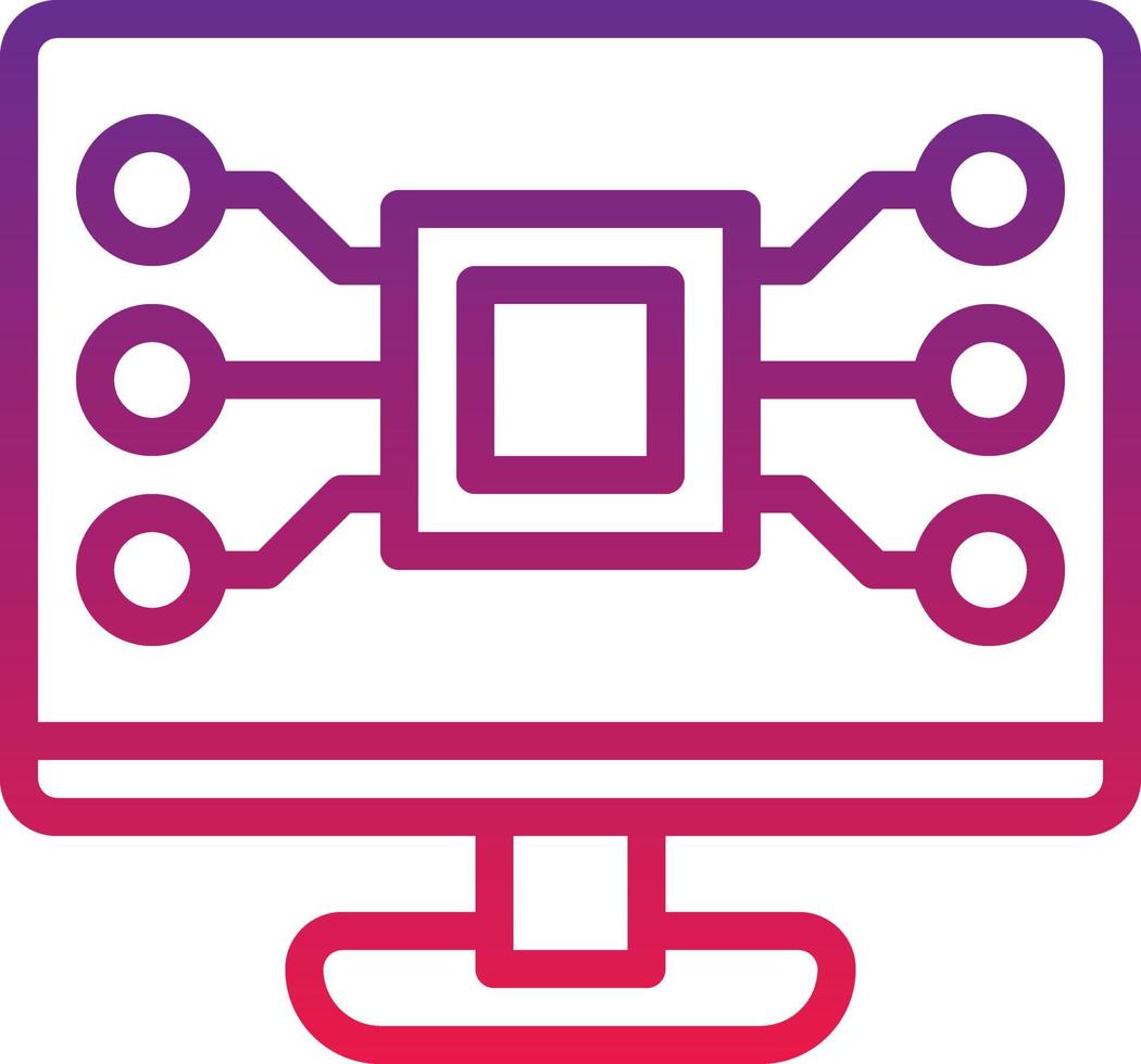 computer digital screen electronic system - gradient icon vector