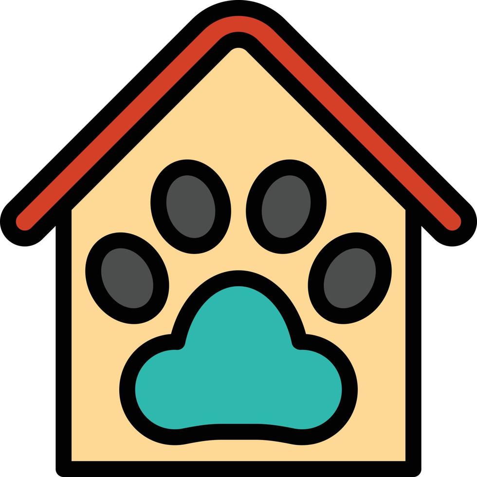 pet mart house paw vet - filled outline icon vector