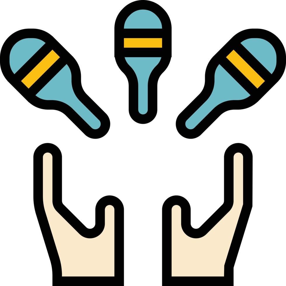 juggling circus show - filled outline icon vector