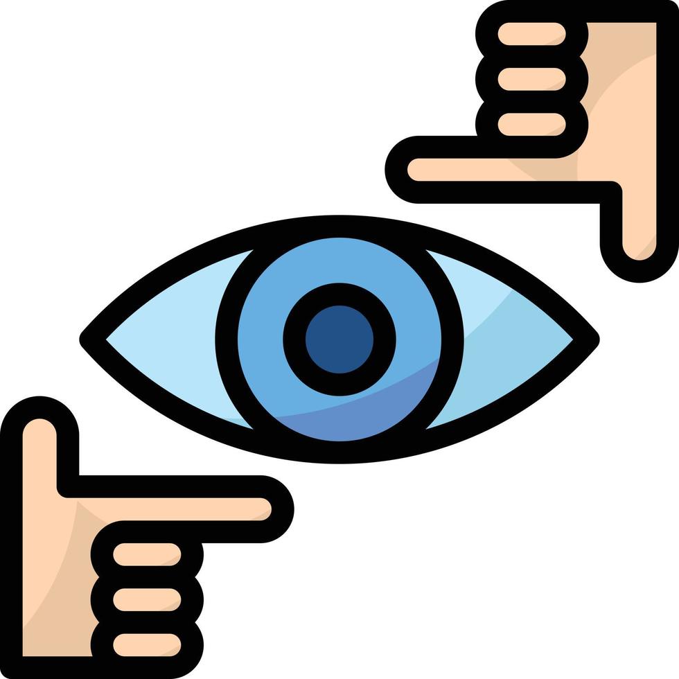 vision eye hand view focus - filled outline icon vector