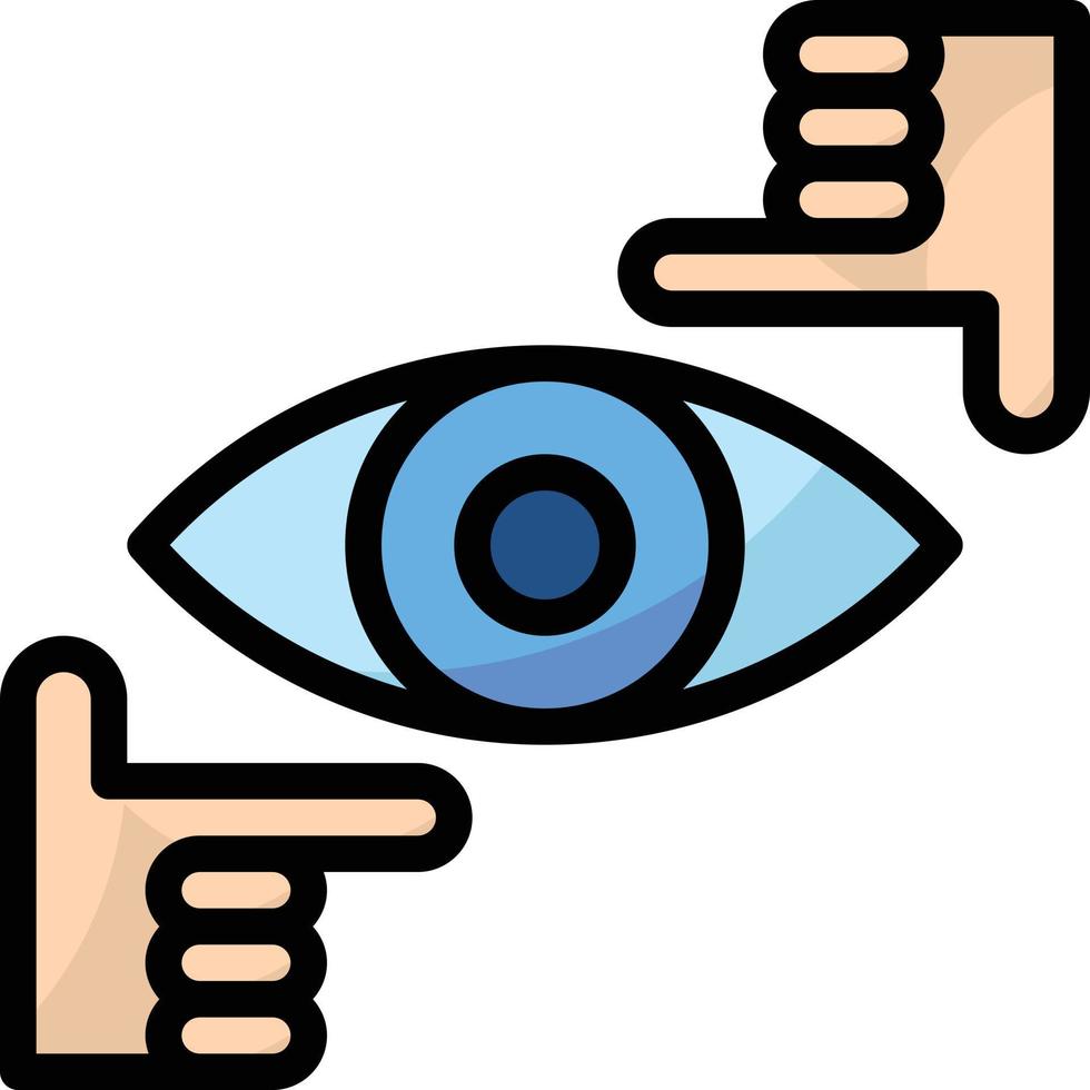 vision eye hand view focus - filled outline icon vector