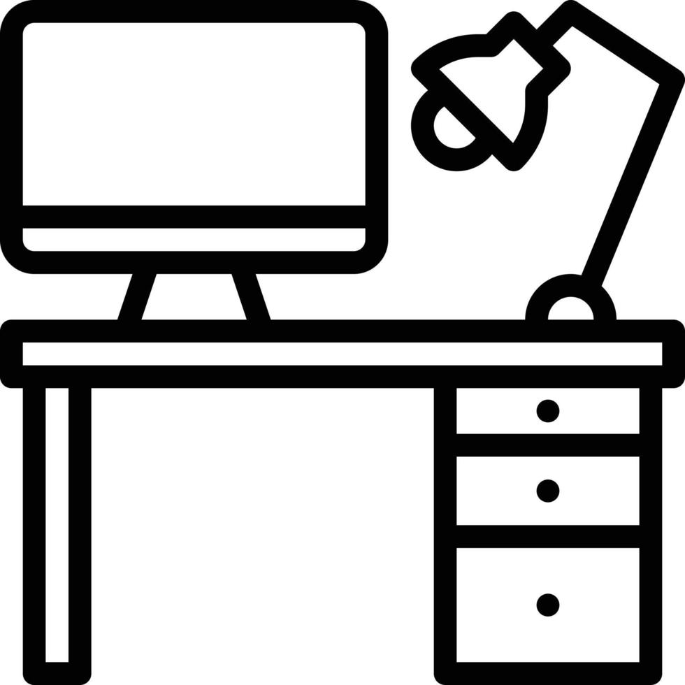 desk lamp computer work job - outline icon vector