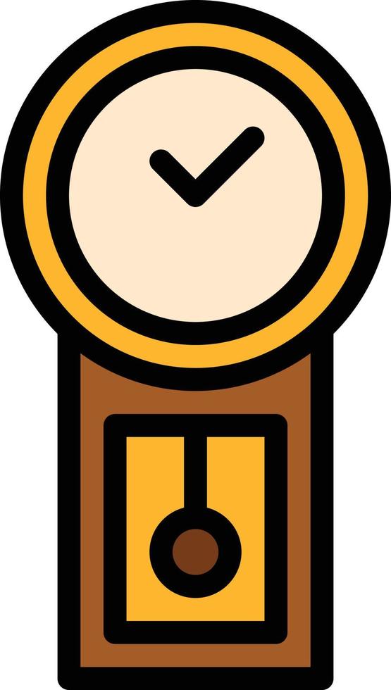 reloj de pared reloj tiempo muebles antiguos - icono de contorno lleno vector