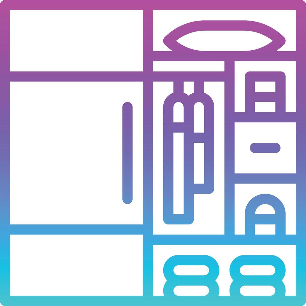 wardrobe dressing shelves closet furniture - gradient icon vector