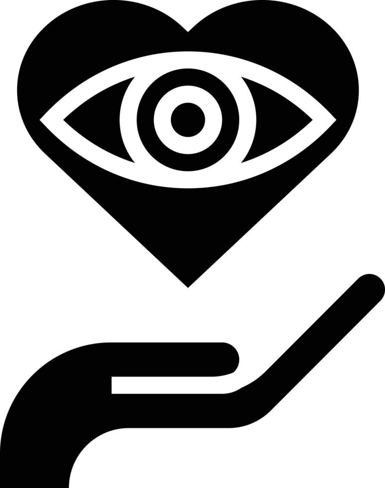 cuidado de los ojos ojo corazón mano cuidado de la salud médico - icono sólido vector