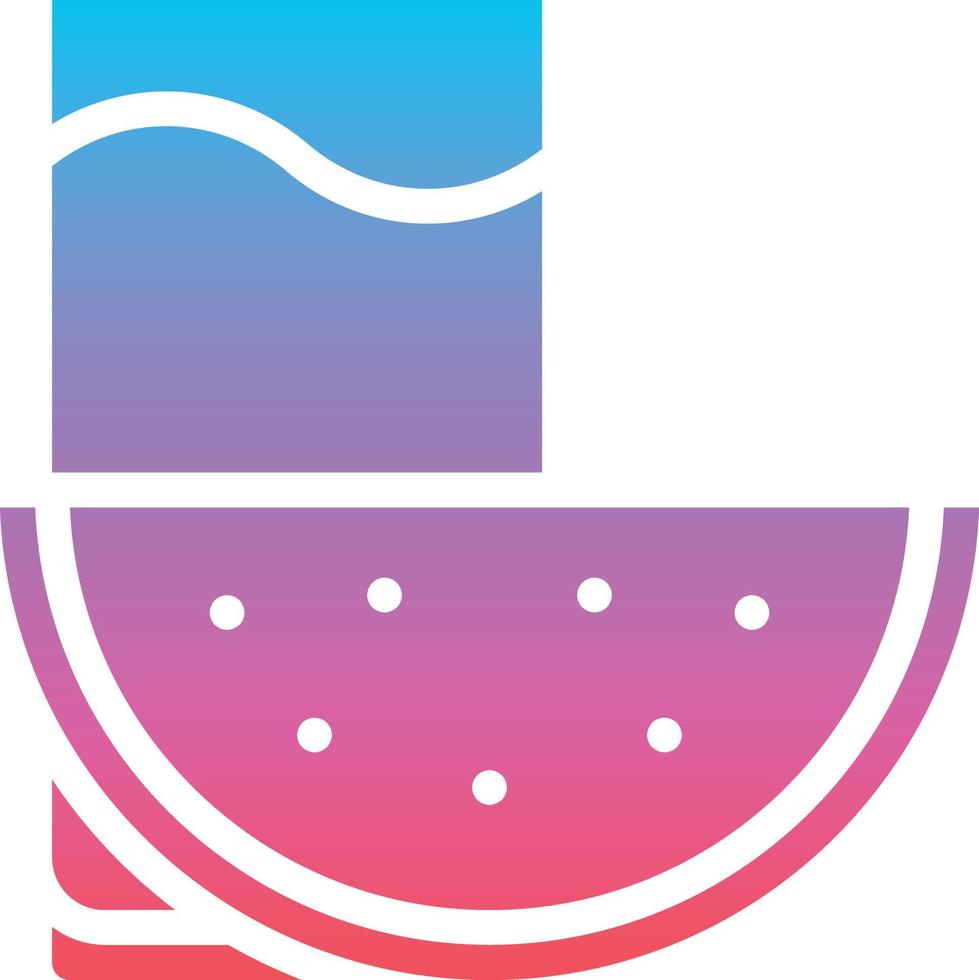 watermelon juice fruit glass beverage - gradient solid icon vector
