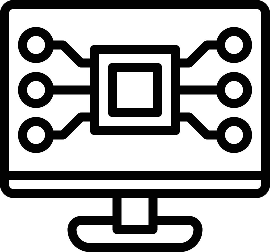 computer digital screen electronic system - outline icon vector