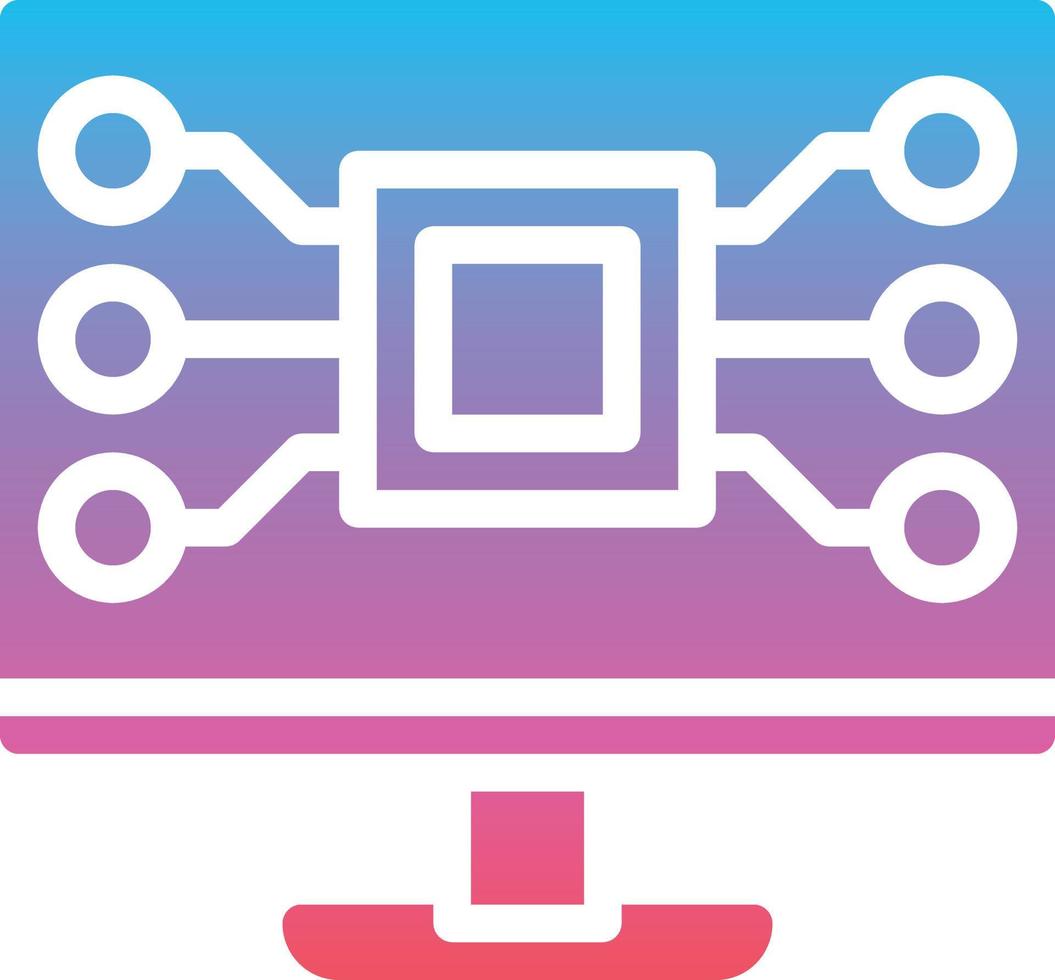 computer digital screen electronic system - gradient solid icon vector