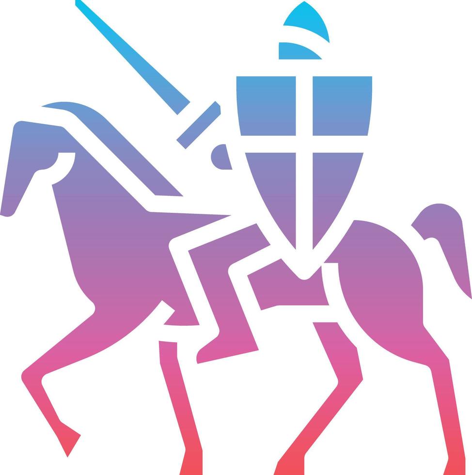 history war worrior knight horse - gradient solid icon vector