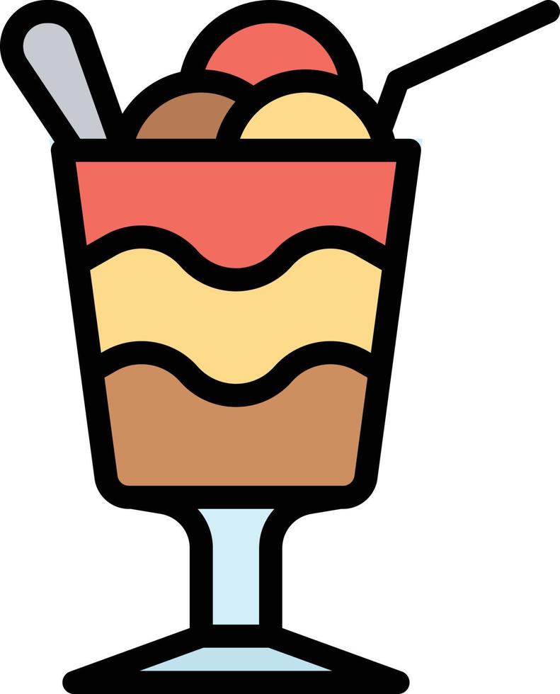 vaso de postre de capa flotante de helado - icono de contorno lleno vector