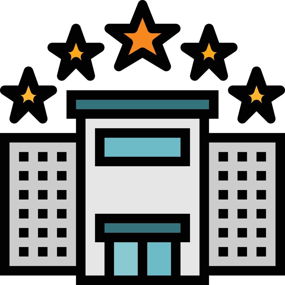 hotel building stars - filled outline icon vector