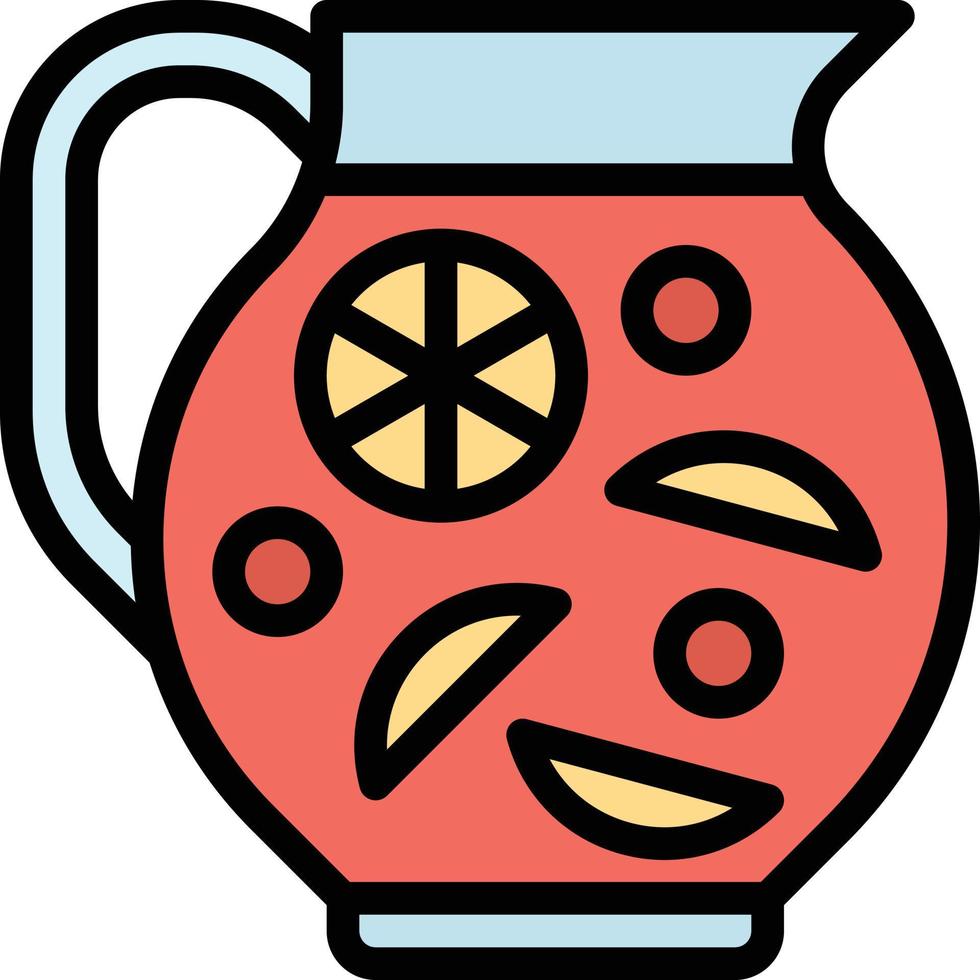 ponche de frutas cóctel sin alcohol jarra bebida - icono de contorno lleno vector