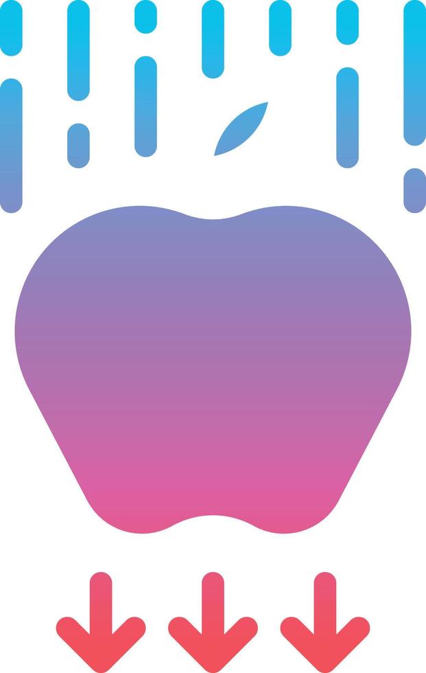 physics apple falling gravity force - gradient solid icon vector