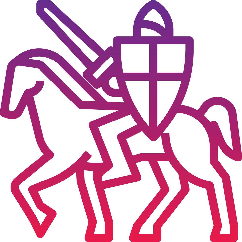 history war worrior knight horse - gradient icon vector