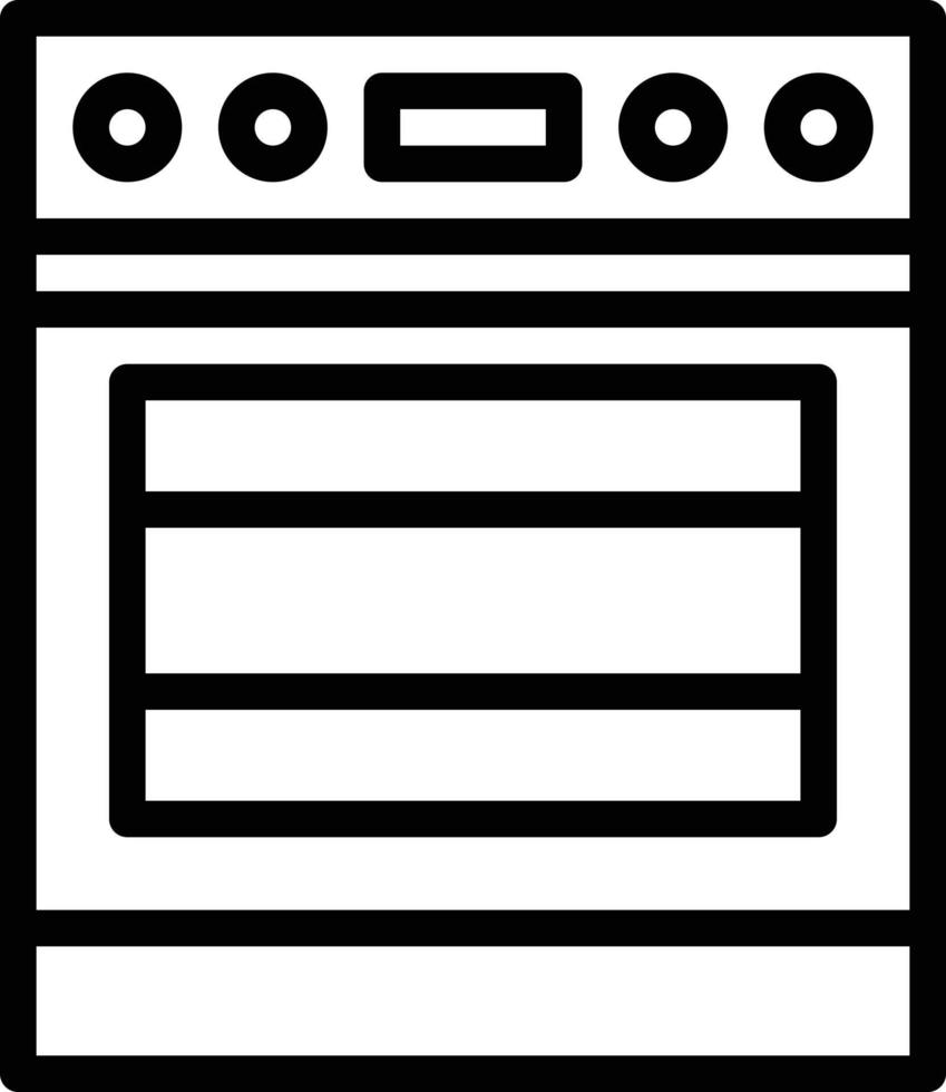 stove cooking kitchen baking furniture - outline icon vector