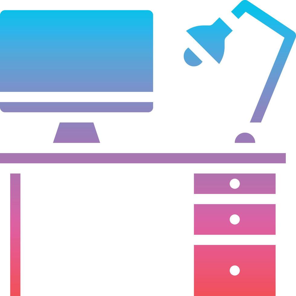 desk lamp computer work job - gradient solid icon vector