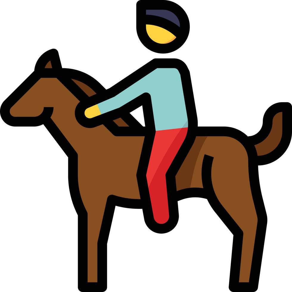 horse riding sport pet - filled outline icon vector