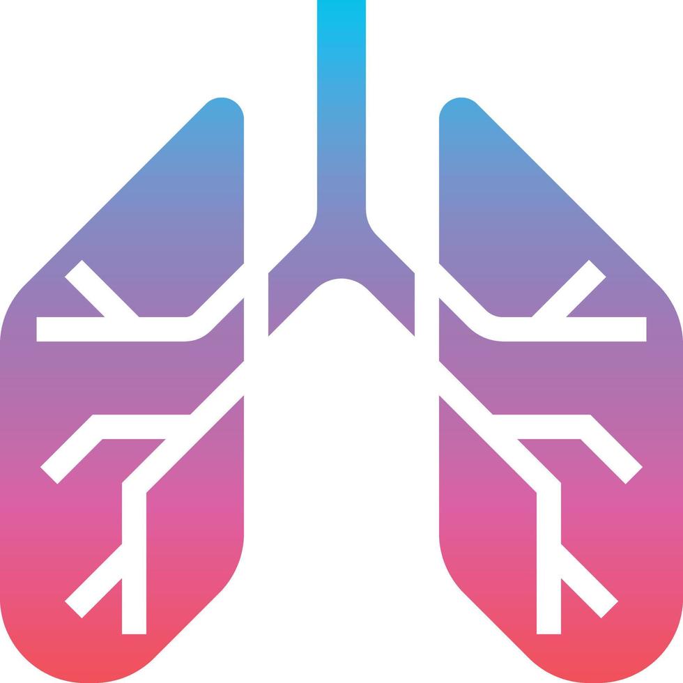 órgano pulmonar salud médica - icono sólido degradado vector