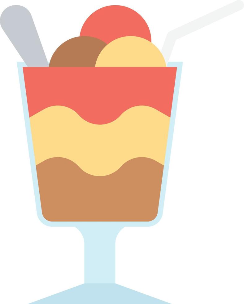 ice cream float layer dessert glass - flat icon vector