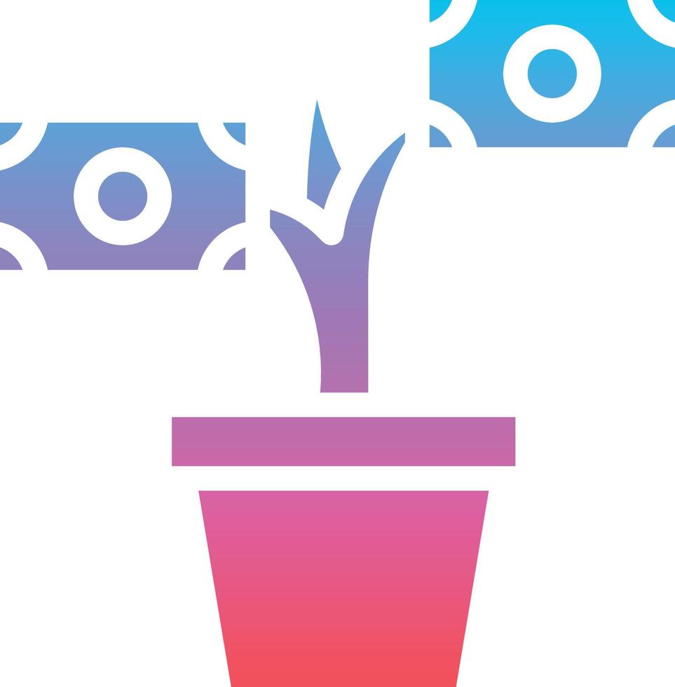 investment money salary growth plant profits - solid gradient icon vector
