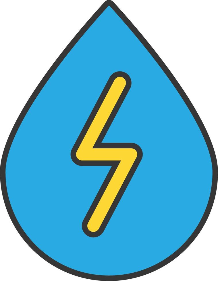 Sign of lightning in a drop of water color icon vector