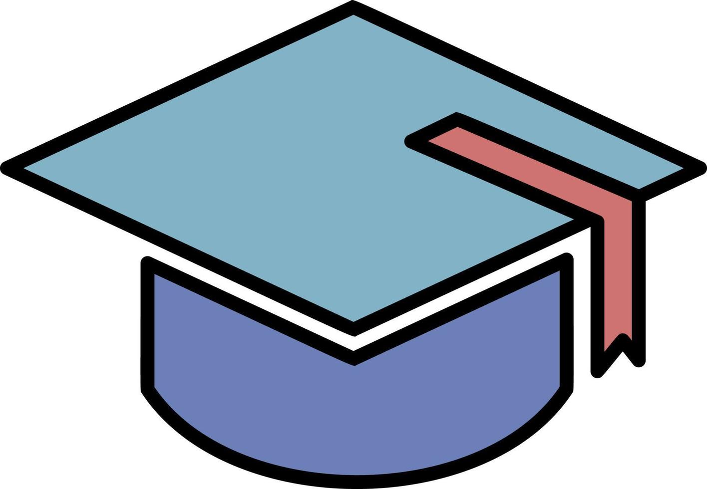 icono de color de contorno de gorra académica cuadrada vector