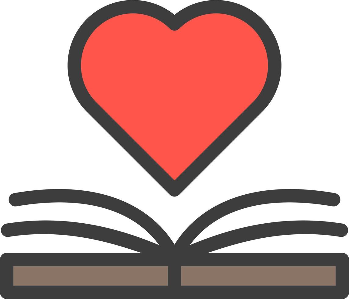 libro, icono de color de amor vector