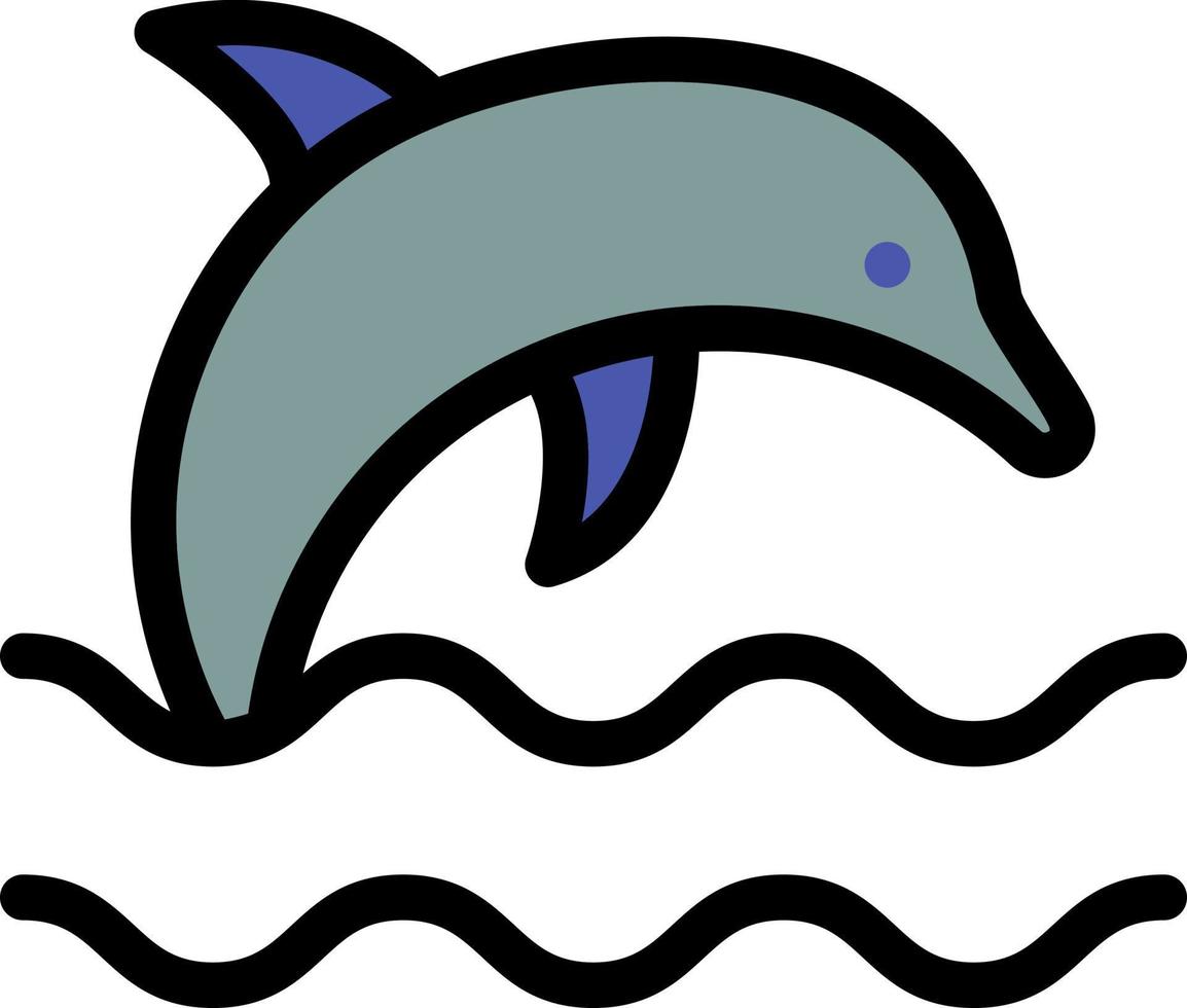 dolphin, jumping color icon vector