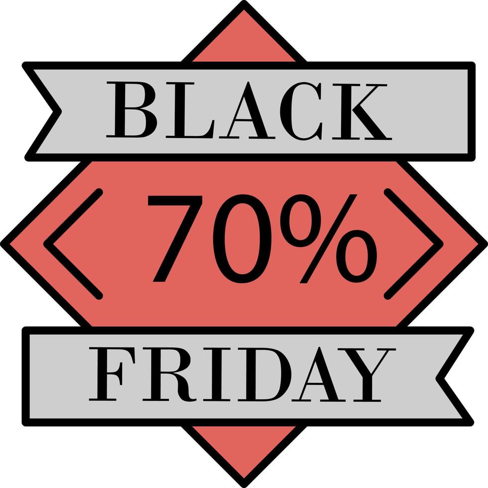 Black friday, 70 percent off color icon vector