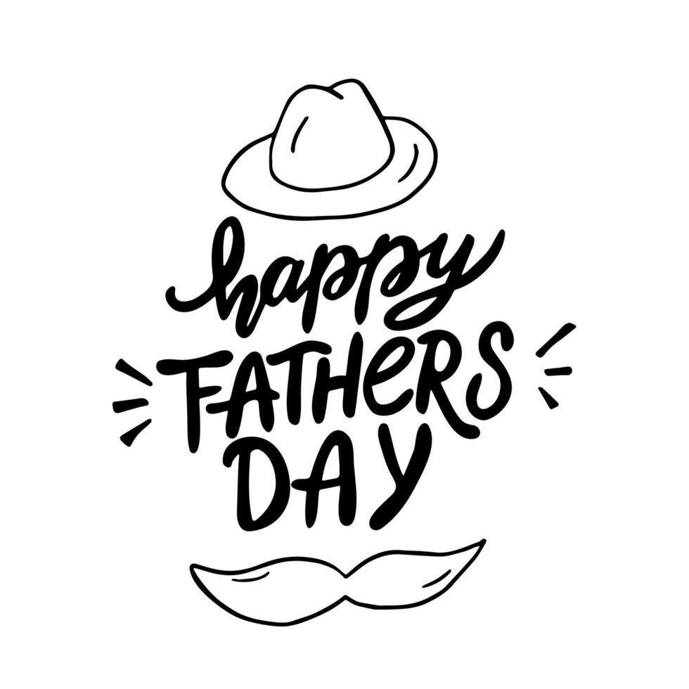 Hand drawn lettering phrase - happy fathers day. Vector illustration isolated on white background.