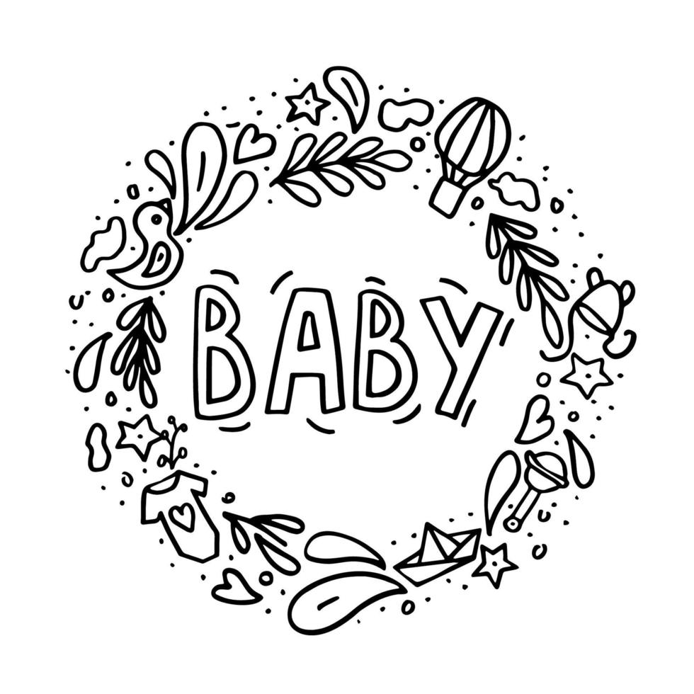 Vector illustration with baby elements isolated on white background.