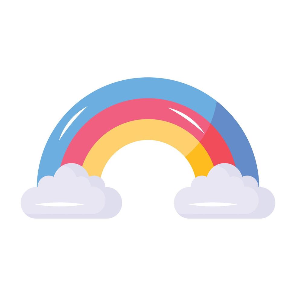 un icono de diseño plano del arco iris vector