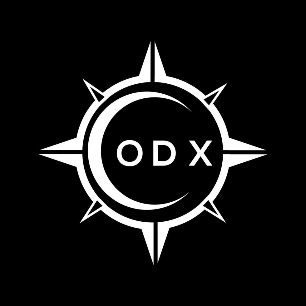ODX abstract technology circle setting logo design on black background. ODX creative initials letter logo. vector