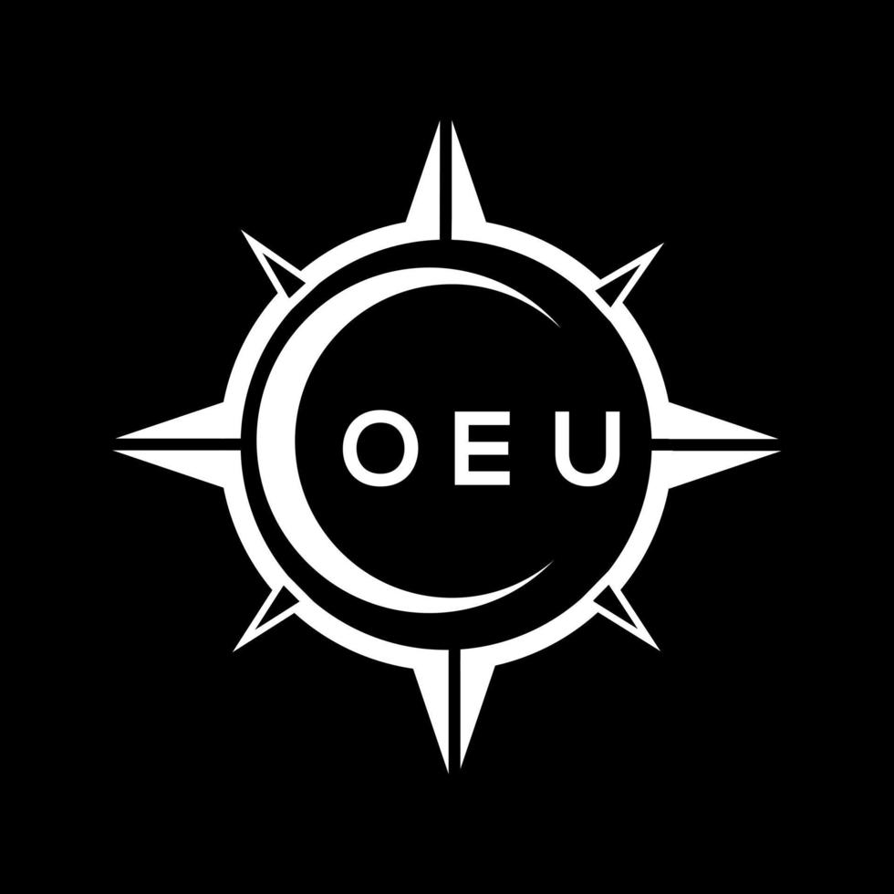 diseño de logotipo de configuración de círculo de tecnología abstracta de oeu sobre fondo negro. logotipo de la letra de las iniciales creativas de oeu. vector