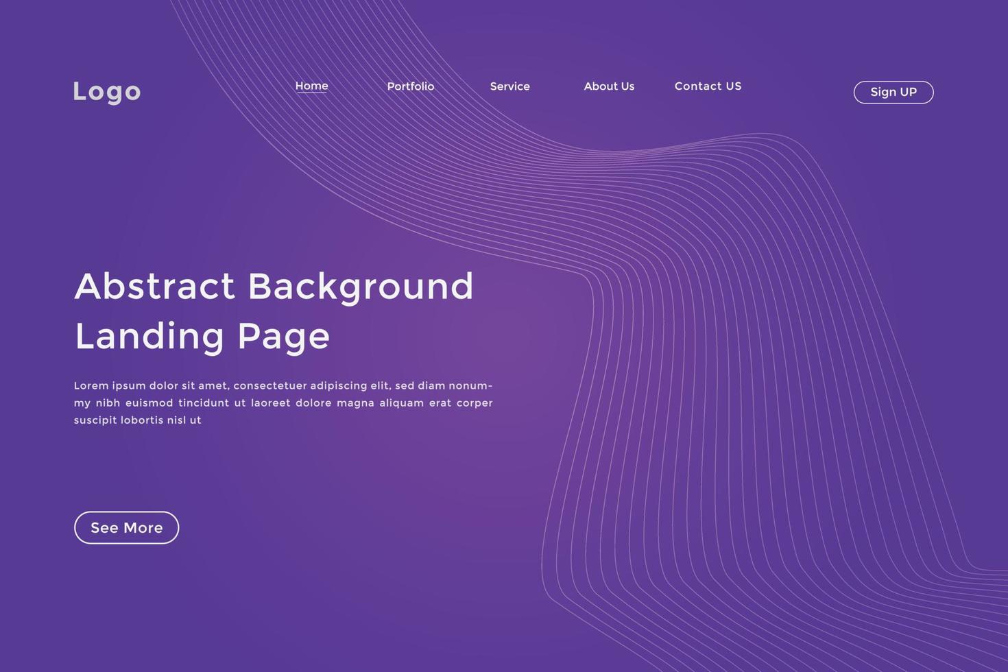 Abstract line wave radial gradient landing page. Modern colorful wavy line abstract landing page vector