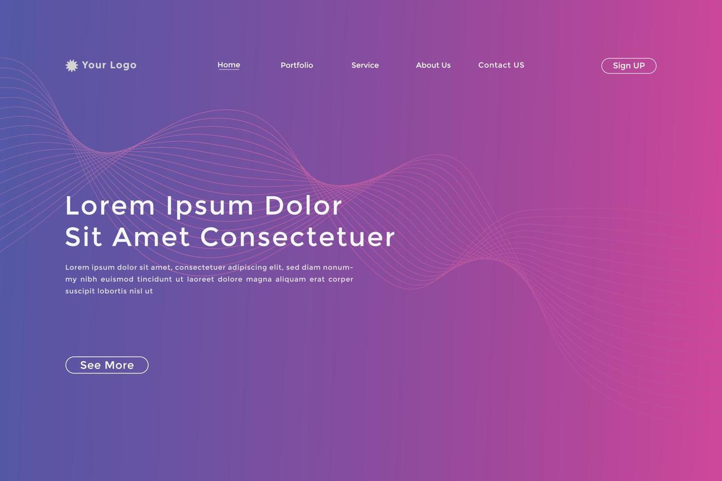 Modern colorful wavy line landing page Design. wave curve abstract landing page vector