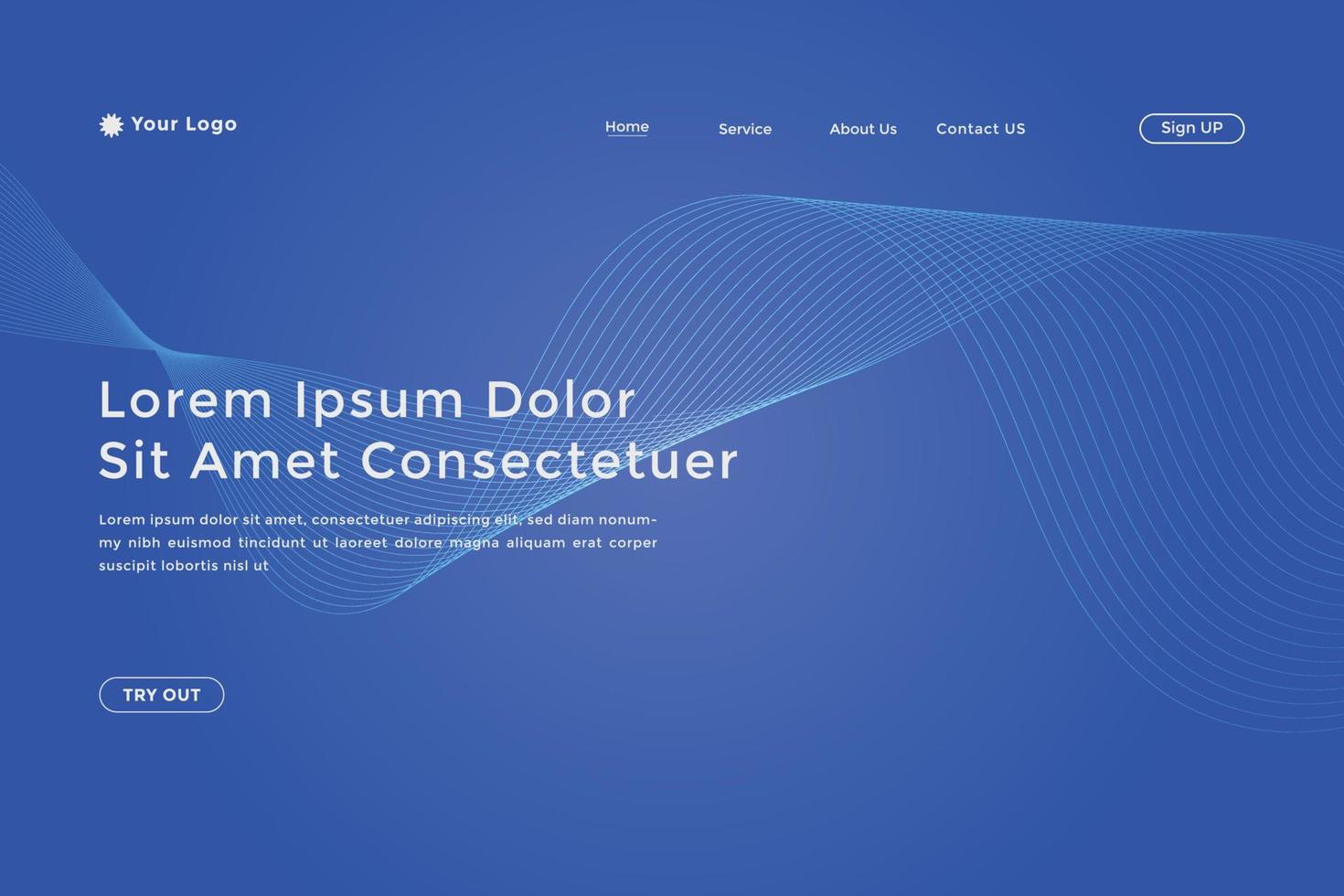 Abstract line wave gradient landing page. Modern colorful wavy line abstract landing page vector