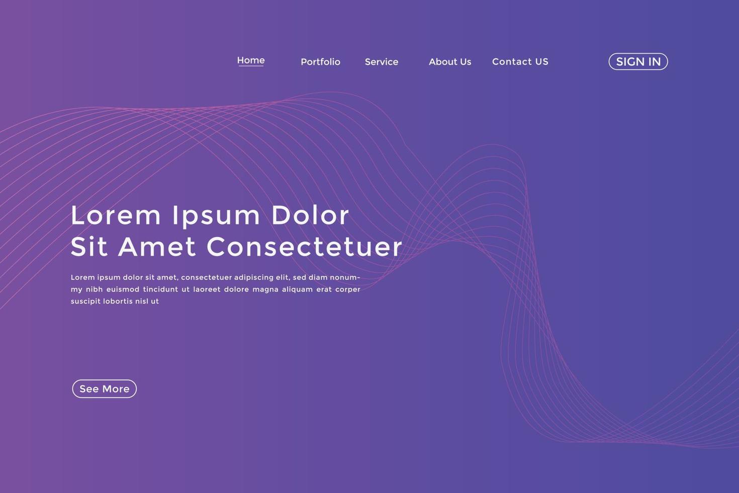 Abstract line wave gradient landing page. Modern colorful wavy line abstract landing page vector