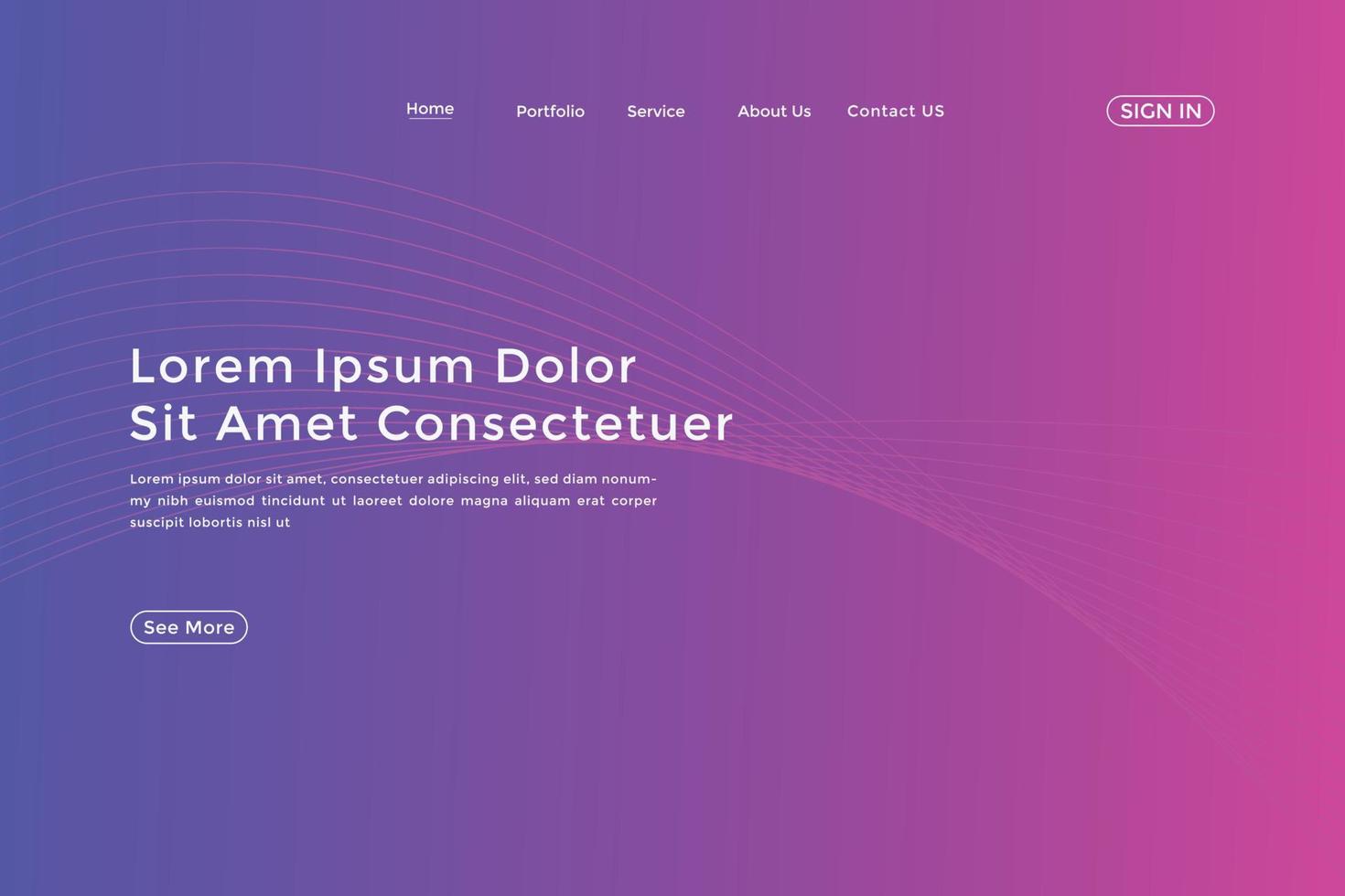 Abstract line wave gradient landing page. Modern colorful wavy line abstract landing page vector