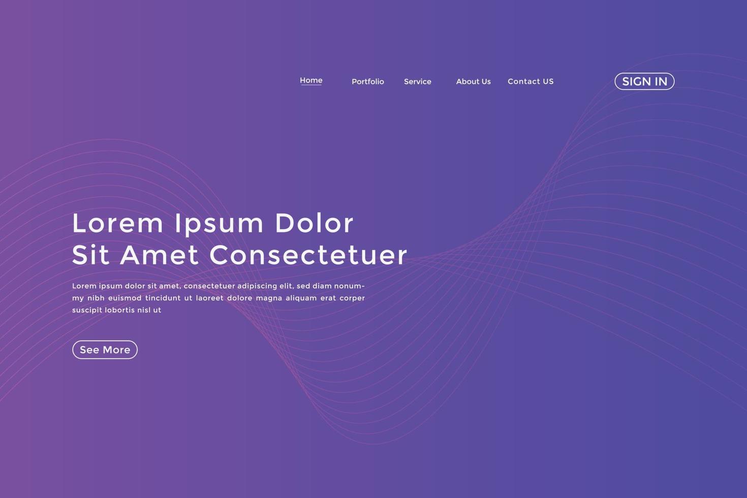 Abstract line wave gradient landing page. Modern colorful wavy line abstract landing page vector