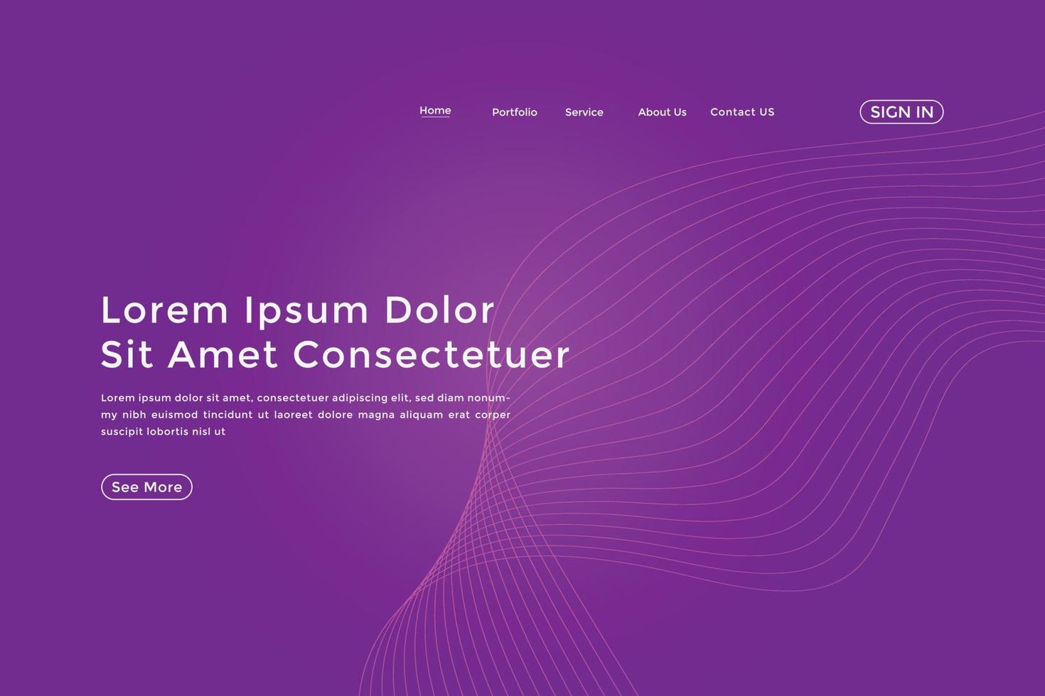 Abstract line wave radial gradient landing page. Modern colorful wavy line abstract landing page vector