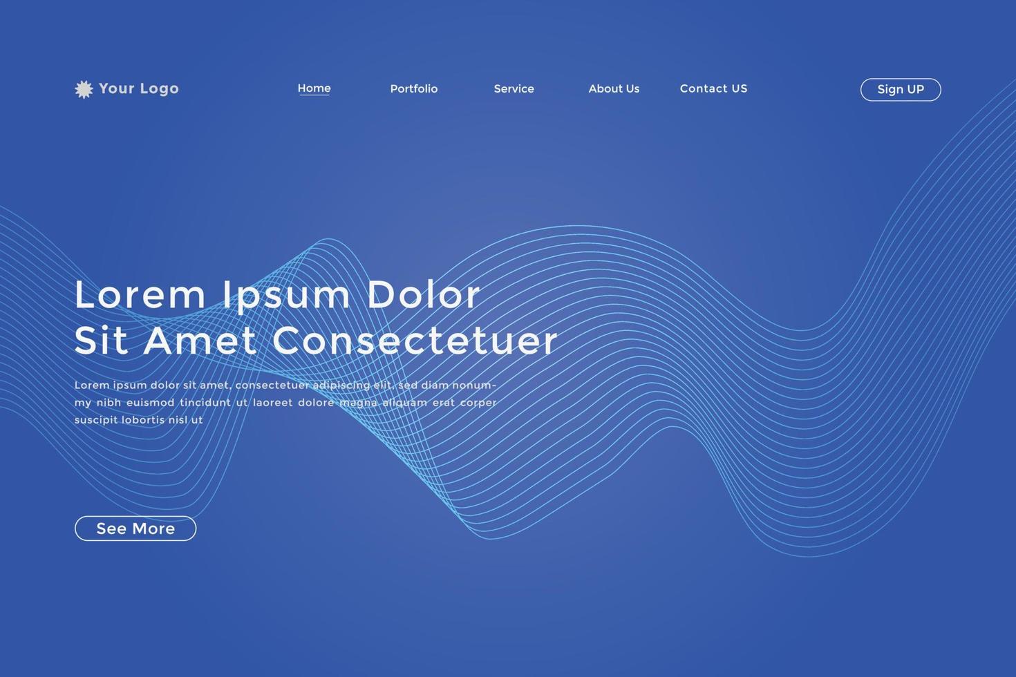 Abstract line wave radial gradient landing page. Modern colorful wavy line abstract landing page vector